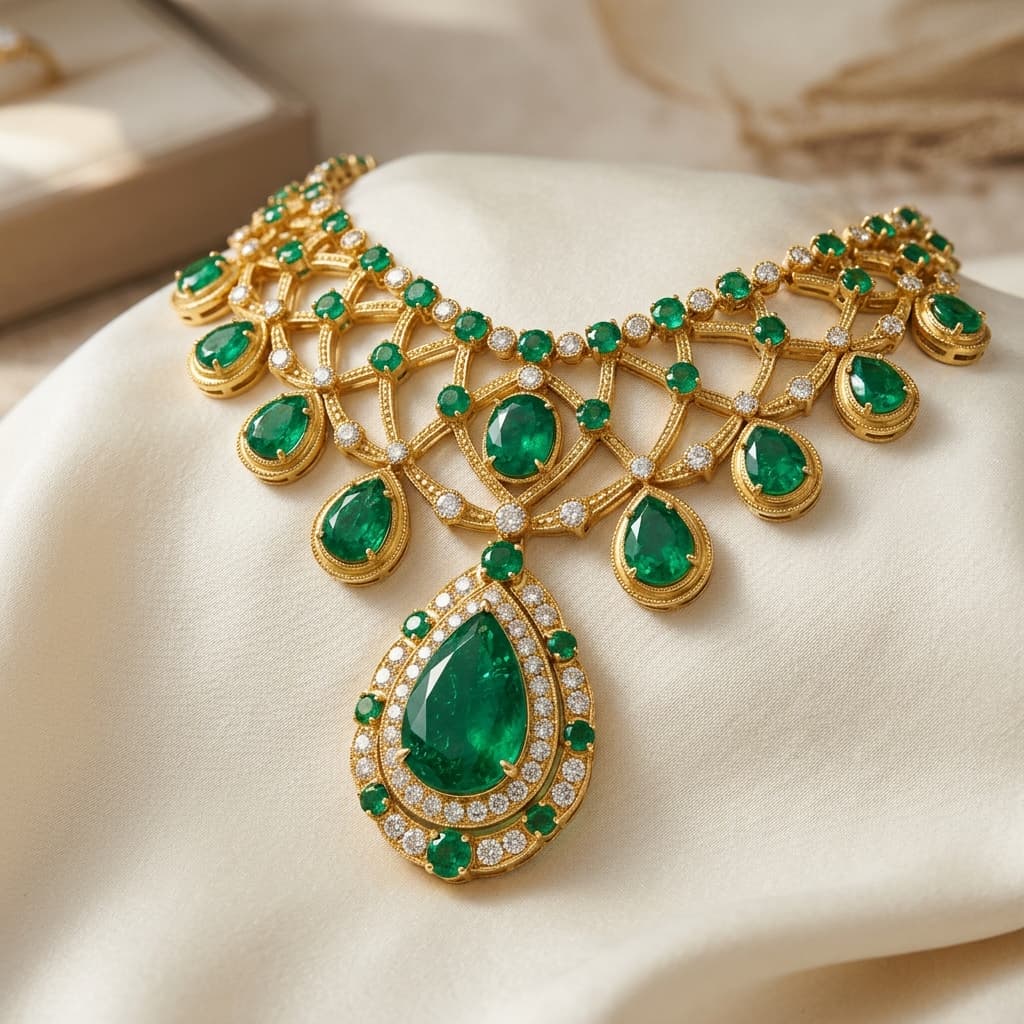 Emerald Drop Statement Necklace